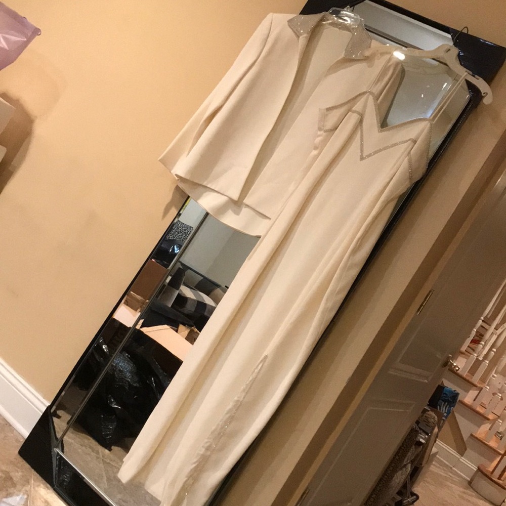 White evening gown with jacket